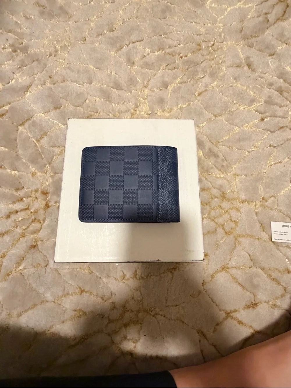 BRAND NEW- Louis Vuitton Navy Checkered Logo Folding Wallet